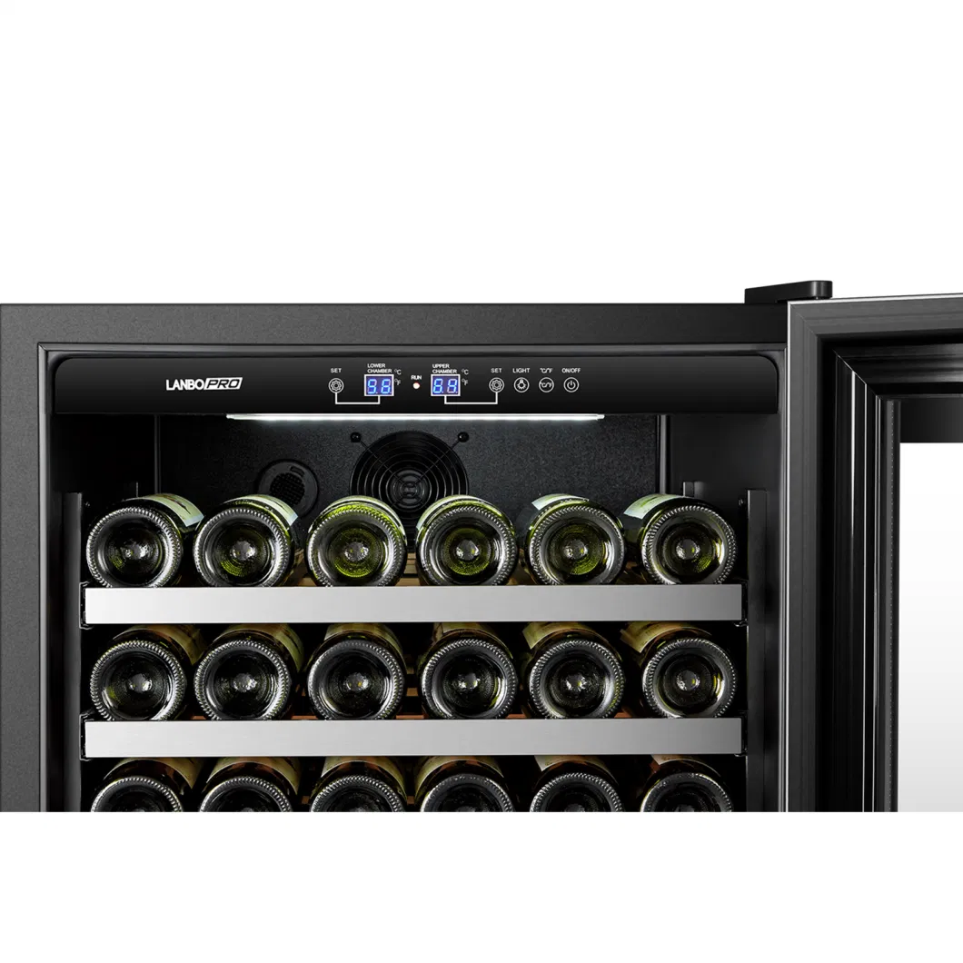 Dual Zone Wine Refrigerator/Wine Cooler/Wine Fridge with Ss Front Shelves and LED Light